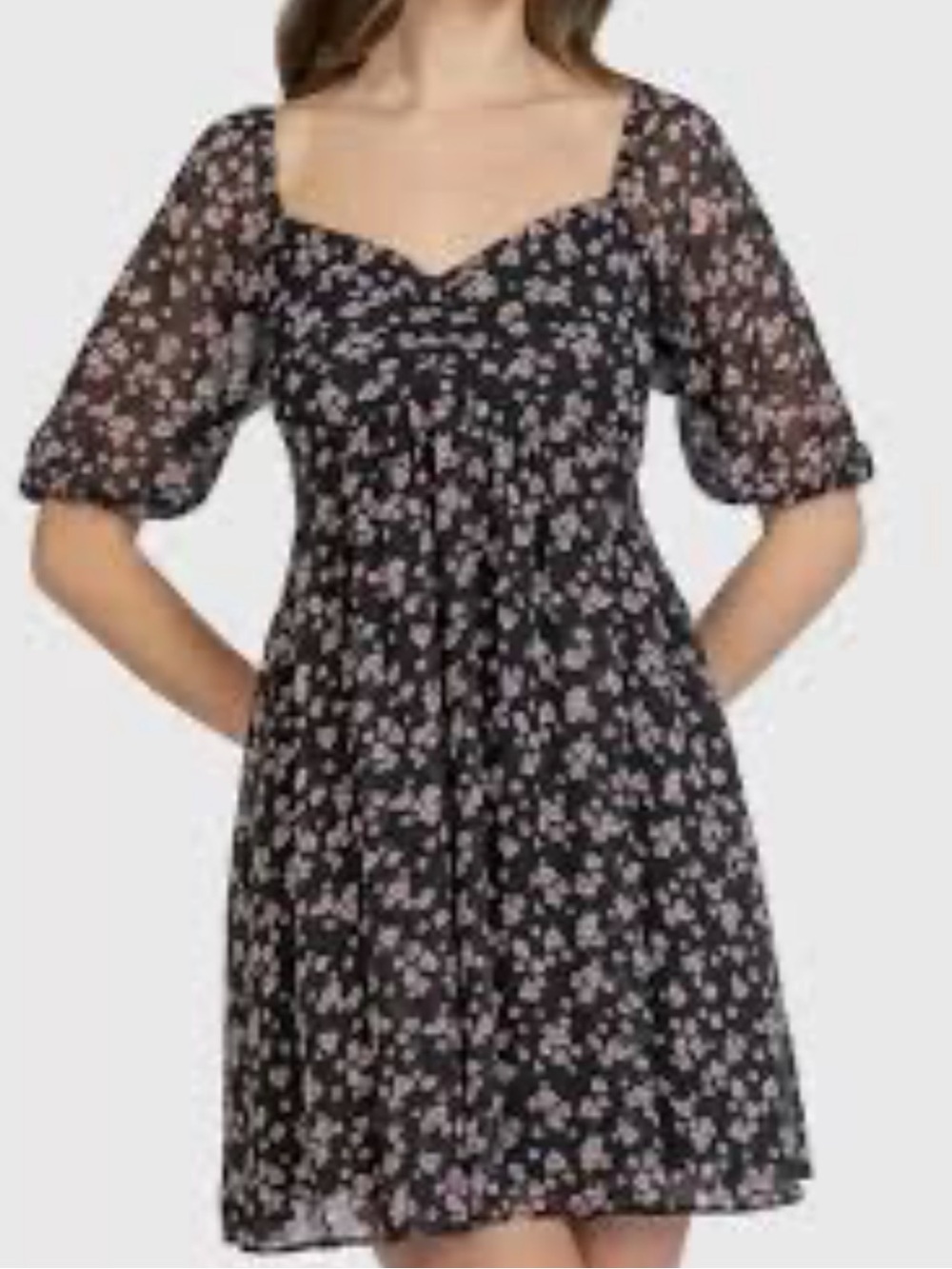 B. Darlin Ditsy Floral Babydoll Mini Dress Size Small 3/4
